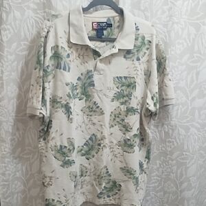 Chaps Men's Green Leaf Print Polo Shirt